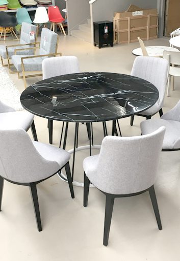 Queta Round Dining Table Dia120cm - White stone top - Gold legs *50%OFF Carousel 9