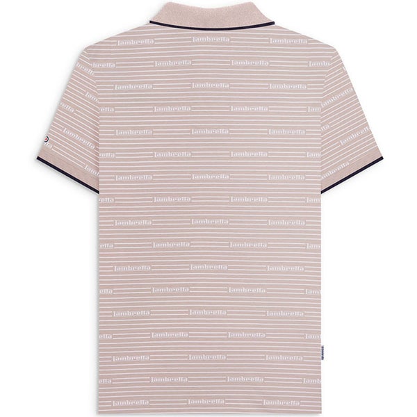 Lambretta Mens Repeat Logo Short Sleeve Cotton Polo Shirt - Silver Lining - S Carousel 2
