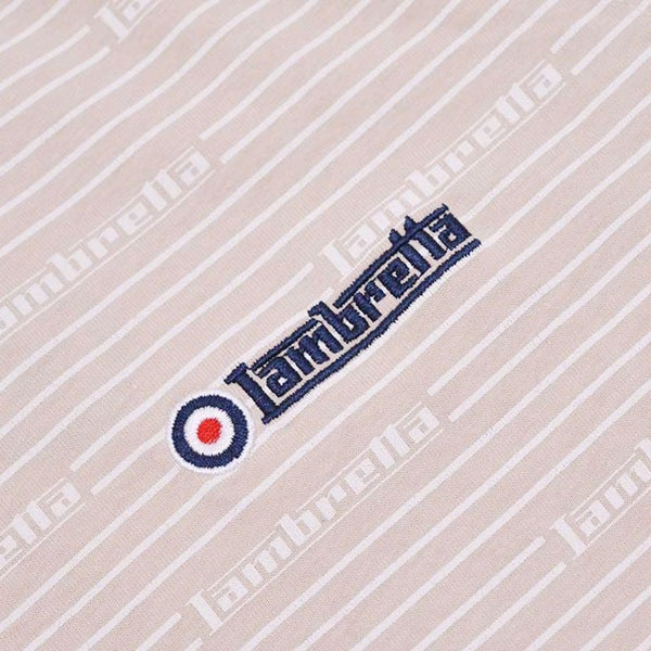 Lambretta Mens Repeat Logo Short Sleeve Cotton Polo Shirt - Silver Lining - S Carousel 4