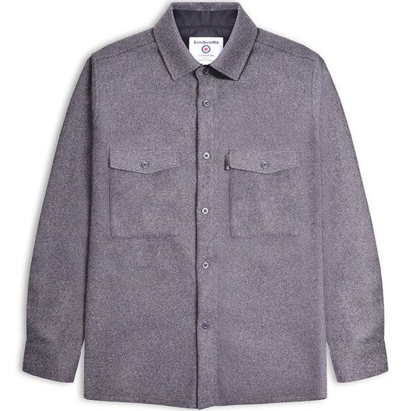 Lambretta Mens Plain Brushed Flannel Long Sleeve Shaket Overshirt - XL Carousel 1
