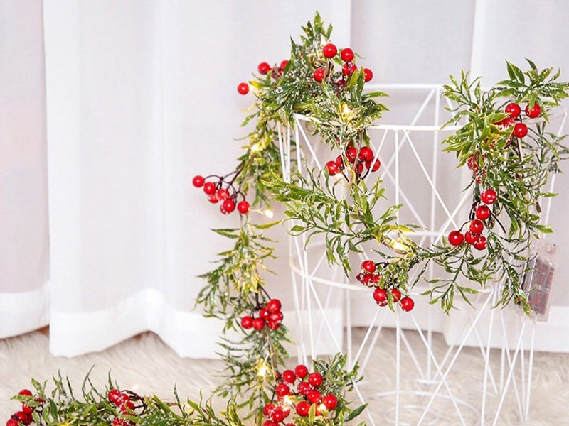 2M Christmas String Light Artificial Rattan Red Berry Xmas Garland Light Decor Carousel 1