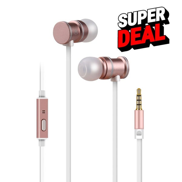 Metallic Magnetic Stereo Earphones - Rose Gold Carousel 1