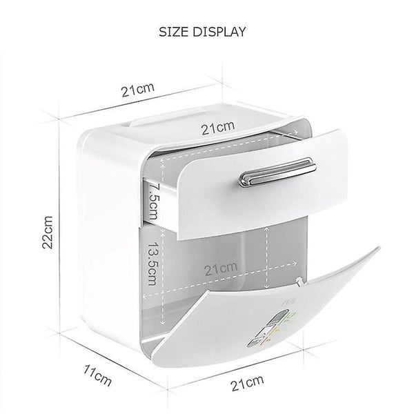 Toilet Paper Holder Tissue Storage Box Tray Wall Mounted Toilet Roll Holder Box Carousel 2