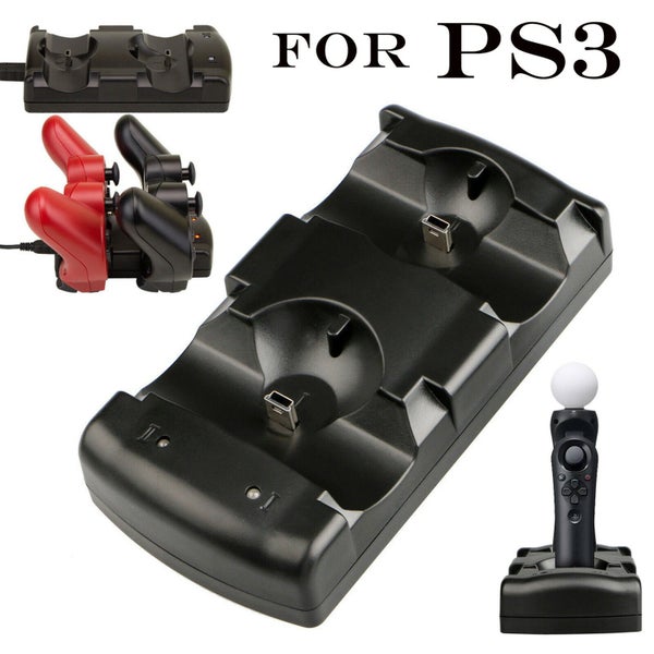 For Playstation 3 PS3/MOVE Dual Controller Charger Charging Dock Station Stand Carousel 1