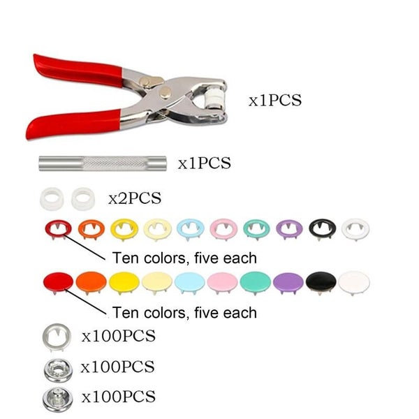100 Sets Metal Snap Buttons Snap Fasteners Kit with Tool i2071CF0 Carousel 2