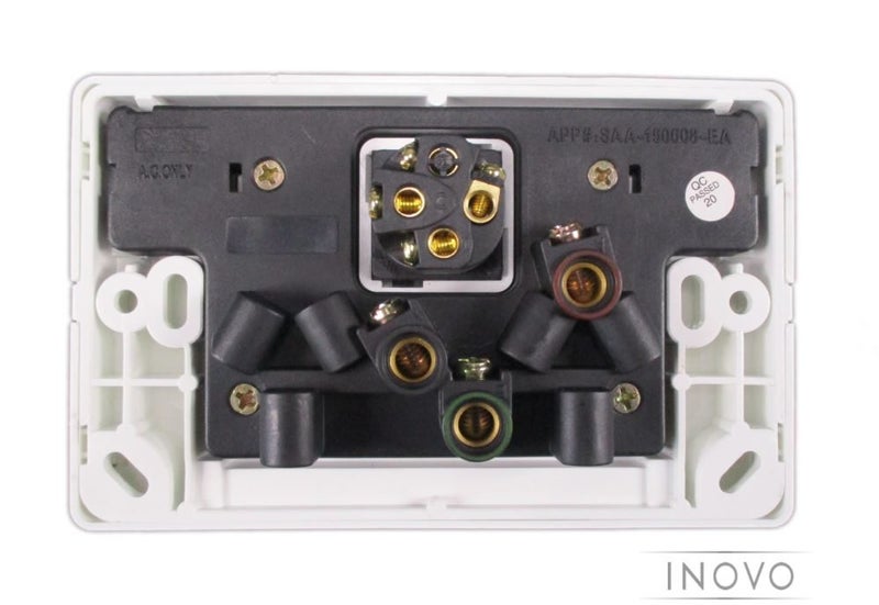 DOUBLE POWER POINT WITH EXTRA 2 WAY SWITCH - INOVO - HORIZONTAL - WHITE Carousel 3