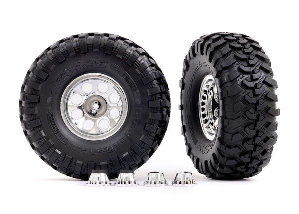 Traxxas 8184 Tires and wheels assembled glued (2.2' classic chrome wheels Can... Carousel 1
