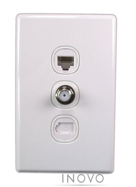 CAT6 DATA / F-CON / BT TELEPHONE JACK -TRIPLE - INOVO - BRAND NEW Carousel 1