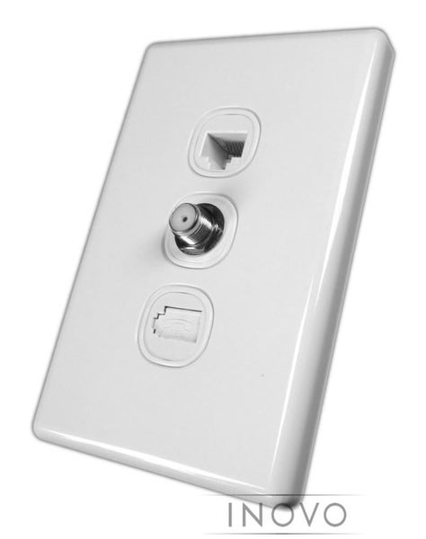 CAT6 DATA / F-CON / BT TELEPHONE JACK -TRIPLE - INOVO - BRAND NEW Carousel 2