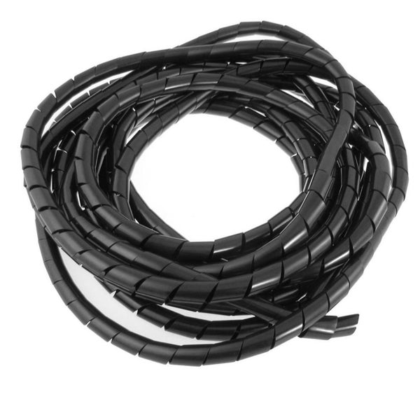 2 metres of 8mm (relaxed) BLACK UV RESISTANT SPIRAL WRAP FOR CABLE MANAGEMENT Carousel 1