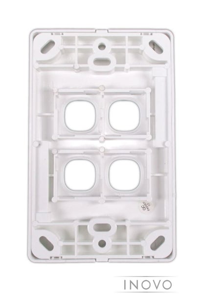 FOUR GANG WALL PLATE - INOVO / CLIPSAL COMPATIBLE FOR VERTICAL / HORIZ USE WHITE Carousel 3