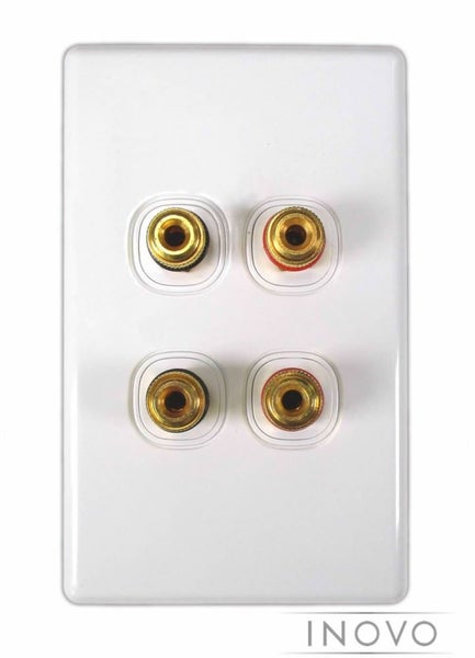 RED AND BLACK SPEAKER WALL PLATE (SCREW DOWN FOR BARE WIRE OR BANANA) - INOVO Carousel 1