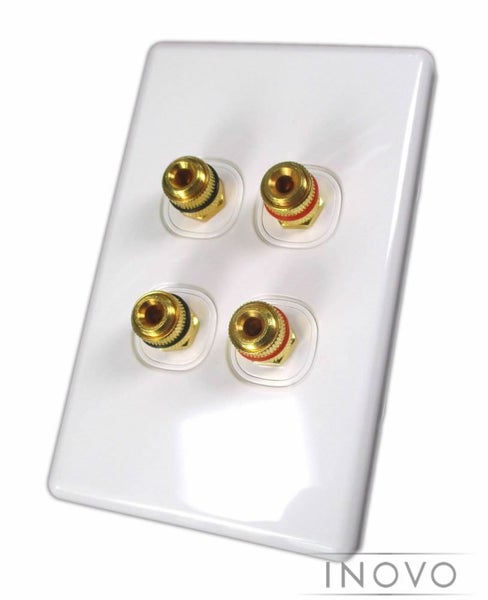 RED AND BLACK SPEAKER WALL PLATE (SCREW DOWN FOR BARE WIRE OR BANANA) - INOVO Carousel 2