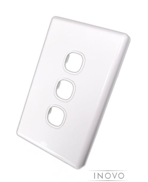 THREE GANG WALL PLATE - INOVO / CLIPSAL COMPATIBLE - VERT OR HORIZ USE - WHITE Carousel 2