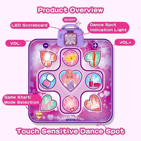 Dance Mat Toys with LED Lights for Girls 3-12 Years Old Carousel 2