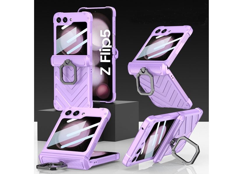Kickstand Case for Samsung Galaxy Z Flip 5 with Tempered Glass Screen Protector Carousel 1