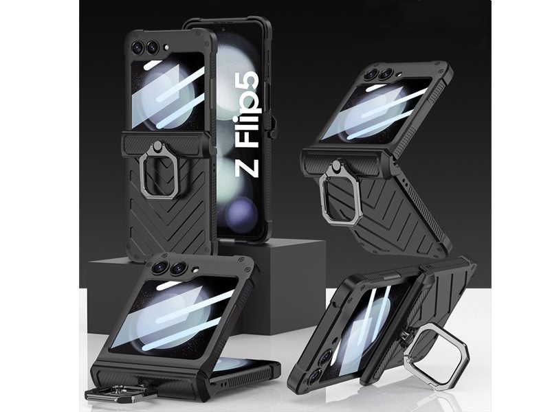 Kickstand Case for Samsung Galaxy Z Flip 5 with Tempered Glass Screen Protector Carousel 1