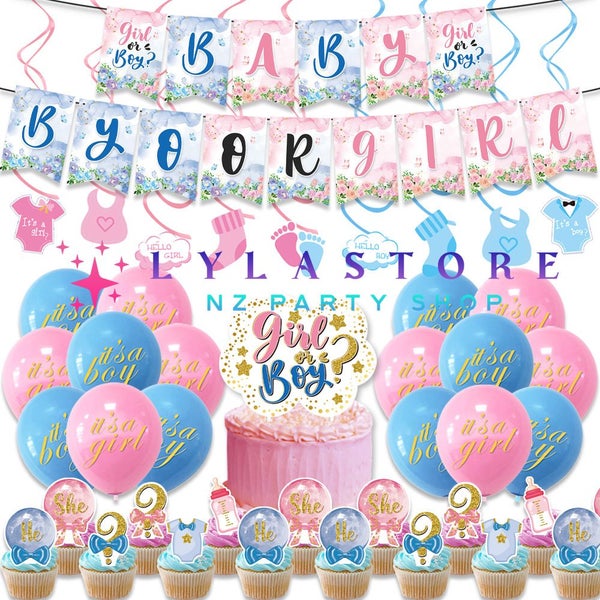 Gender Reveal Party Balloon Decorations - Boy or Girl Baby Shower -350 Carousel 1
