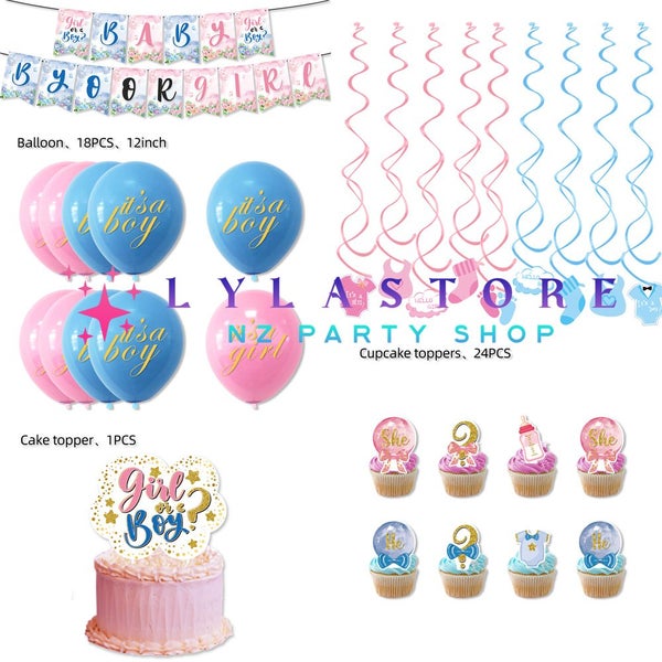 Gender Reveal Party Balloon Decorations - Boy or Girl Baby Shower -350 Carousel 2