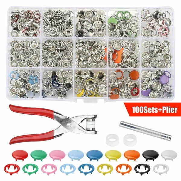 100 Sets Metal Snap Buttons Snap Fasteners Kit with Tool i2071CF0 Carousel 1