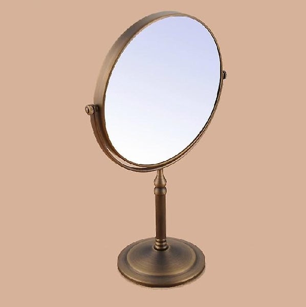 Antique Brushed Brass Desktop Double Side 8 Inch Mirror Shave Makeup 3x63619089899649111