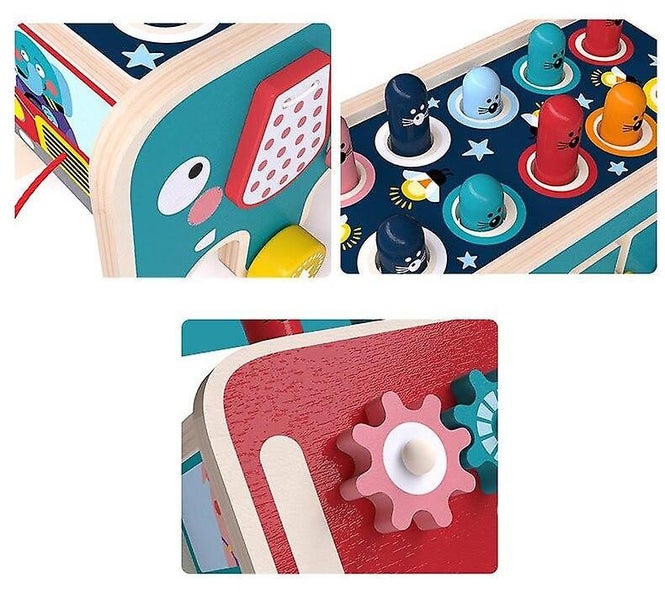 children's toy wooden elephant playing mole game montessori learning Carousel 4