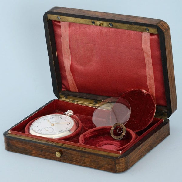 RARE Antique c1890 "James Nardin" Original Rosewood Watch Presentation Box Carousel 12