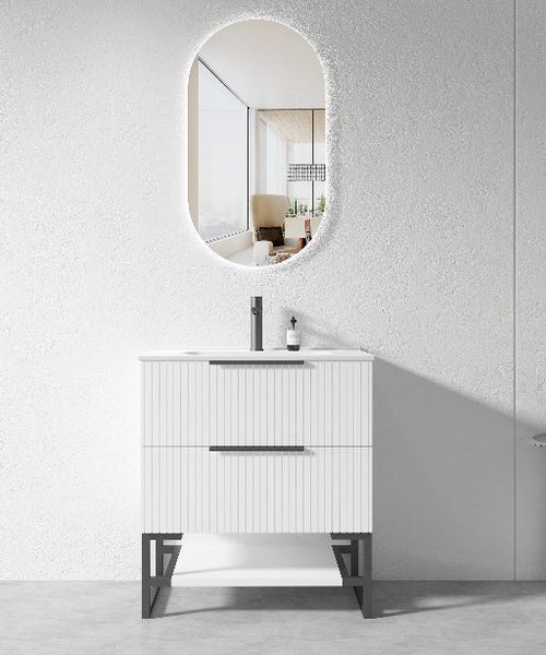 Freestanding Vanity 750mm Plywood White Painting With Stainless Steel Leg/Shelf Carousel 1