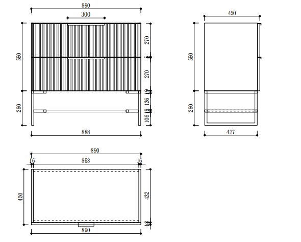 Freestanding Vanity 900mm Plywood White Painting with Stainless Steel Leg/Shelf Carousel 2