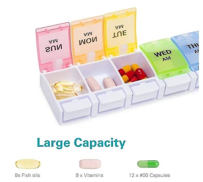 Weekly 7 Day Pill Organizer, Sukuos Large Daily Pill Cases Pill Box Carousel 2