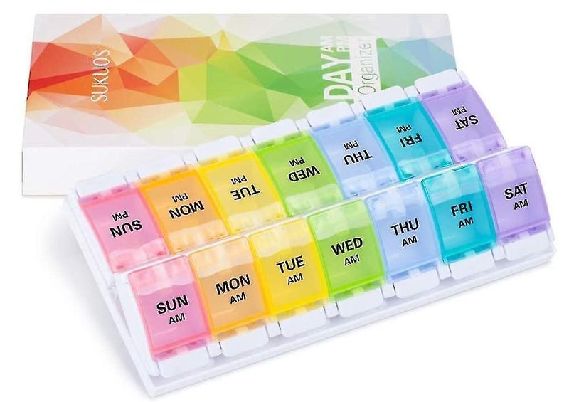 Weekly 7 Day Pill Organizer, Sukuos Large Daily Pill Cases Pill Box Carousel 5