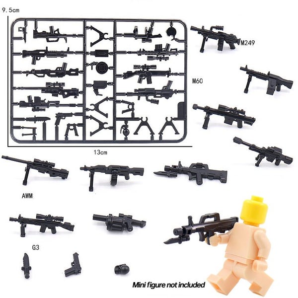 12 pcs Figure Heavy machine gun Military weapon ww2 figures bricks toy kids lego Carousel 1