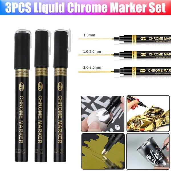 Liquid Chrome Marker Mirror Metallic Paint Pen Set i2222GD0 : BidBud