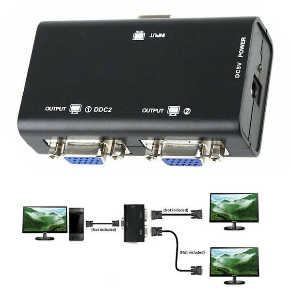 1 PC to 2 Monitor 2 Port VGA SVGA Video LCD Splitter Box Adapter for PC LCD TV Carousel 1