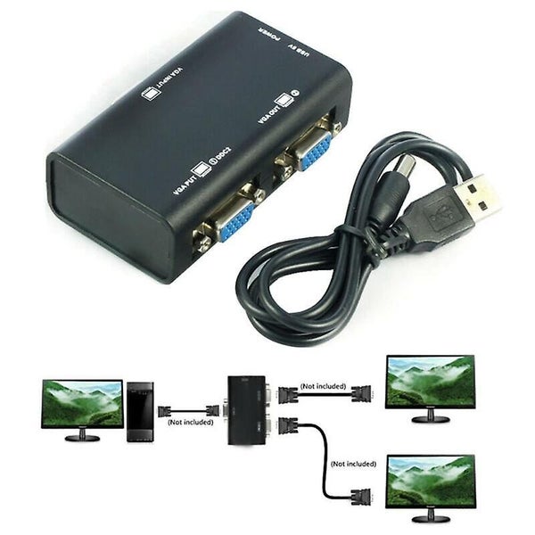 1 PC to 2 Monitor 2 Port VGA SVGA Video LCD Splitter Box Adapter for PC LCD TV Carousel 2