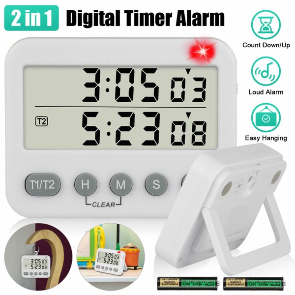 Dual Digital Timer, Kitchen Timer for Cooking Countdown Timers Pomodoro  Timer with Magnetic - AAA Batteries Included