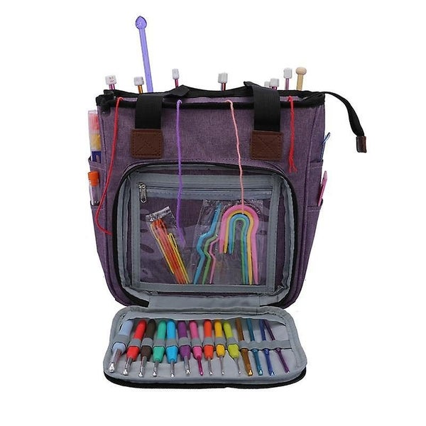 Portable Knitting Bag Yarn Storage Bag Tote For Wool Crochet Hooks Carousel 2