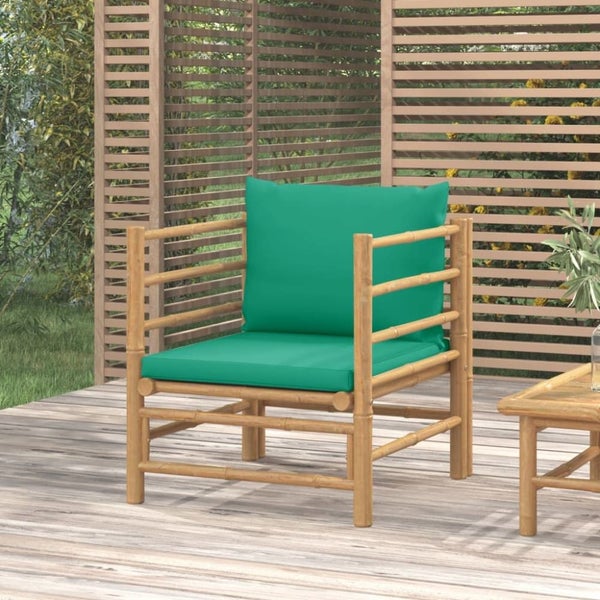 Garden Sofa with Green Cushions Bamboo Tlxxkl Carousel 1