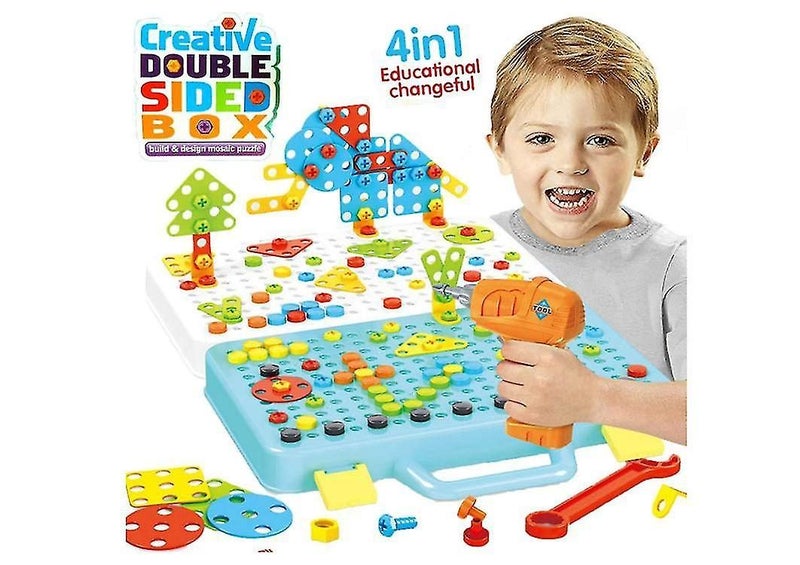 Electric Drill Educational Playset with Double-sided Educational Blocks Carousel 1