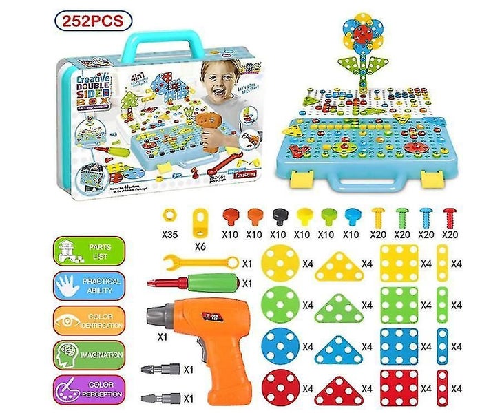 Electric Drill Educational Playset with Double-sided Educational Blocks Carousel 4