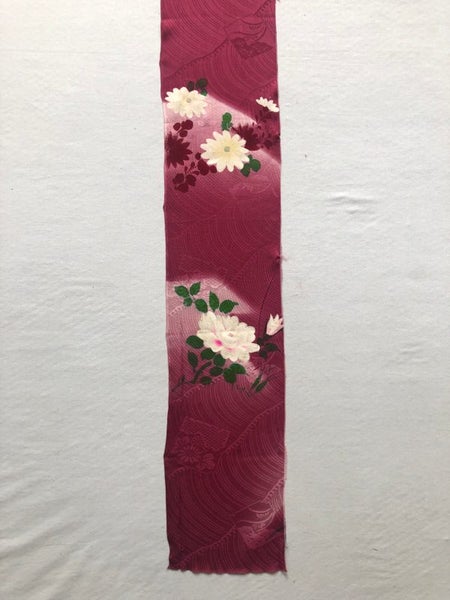 Vintage Japanese Kimono Floral Silk Panel Fabric Piece Carousel 1