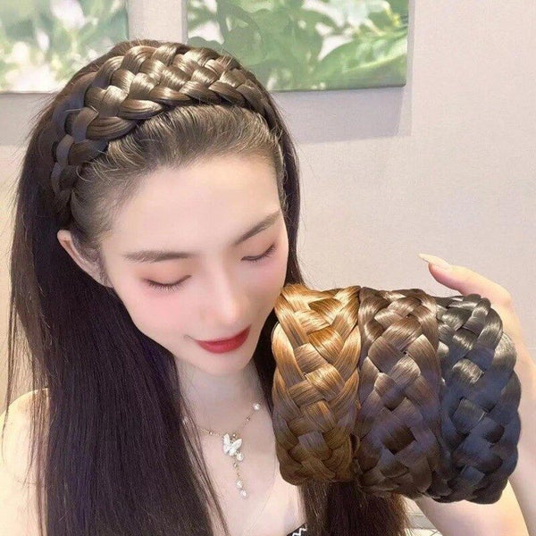 Women Wide Wig Twist Braided Hair Bands Fashion Non Slip Braids Hair Carousel 2