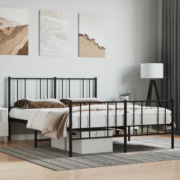 Nz Local Stock-metal Bed Frame with Headboard and Footboard Black 153x203 Cm ... Carousel 1