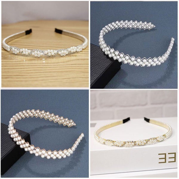 Pearls Fashion Headbands White Artificial Pearl Rhinestones Hairbands Carousel 2