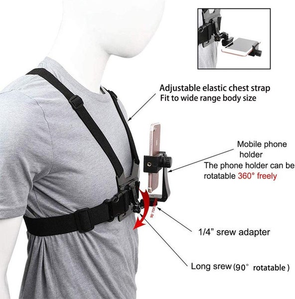 Phone Chest Mount Strap Holder Action Camera Gopro Samsung iPhone i2060BK0 Carousel 2