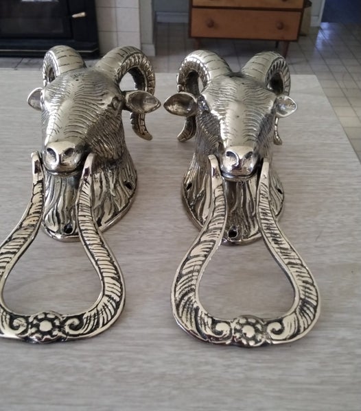 Brass ram head door knocker lge 2 available Carousel 2