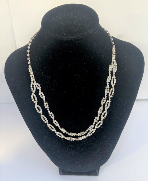 Colette Silver Plated Sparkle Double Layer Diamante Twist Necklace P #6 Carousel 1