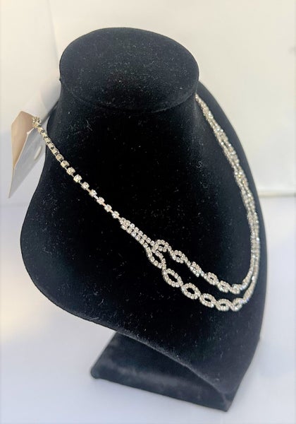 Colette Silver Plated Sparkle Double Layer Diamante Twist Necklace P #6 Carousel 2
