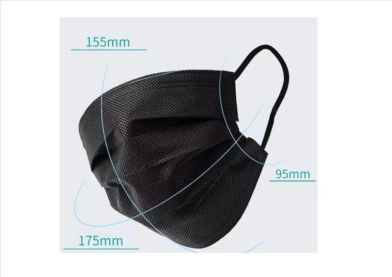 200 pieces Black Surgical Face Masks - Disposable 3 ply for General Use Carousel 1