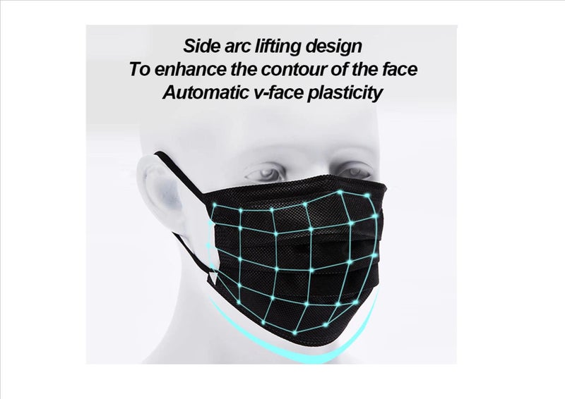 200 pieces Black Surgical Face Masks - Disposable 3 ply for General Use Carousel 2